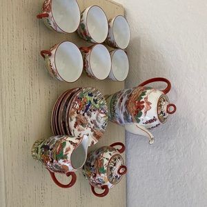Kutani Geisha Vintage Japanese Porcelain Tea Set